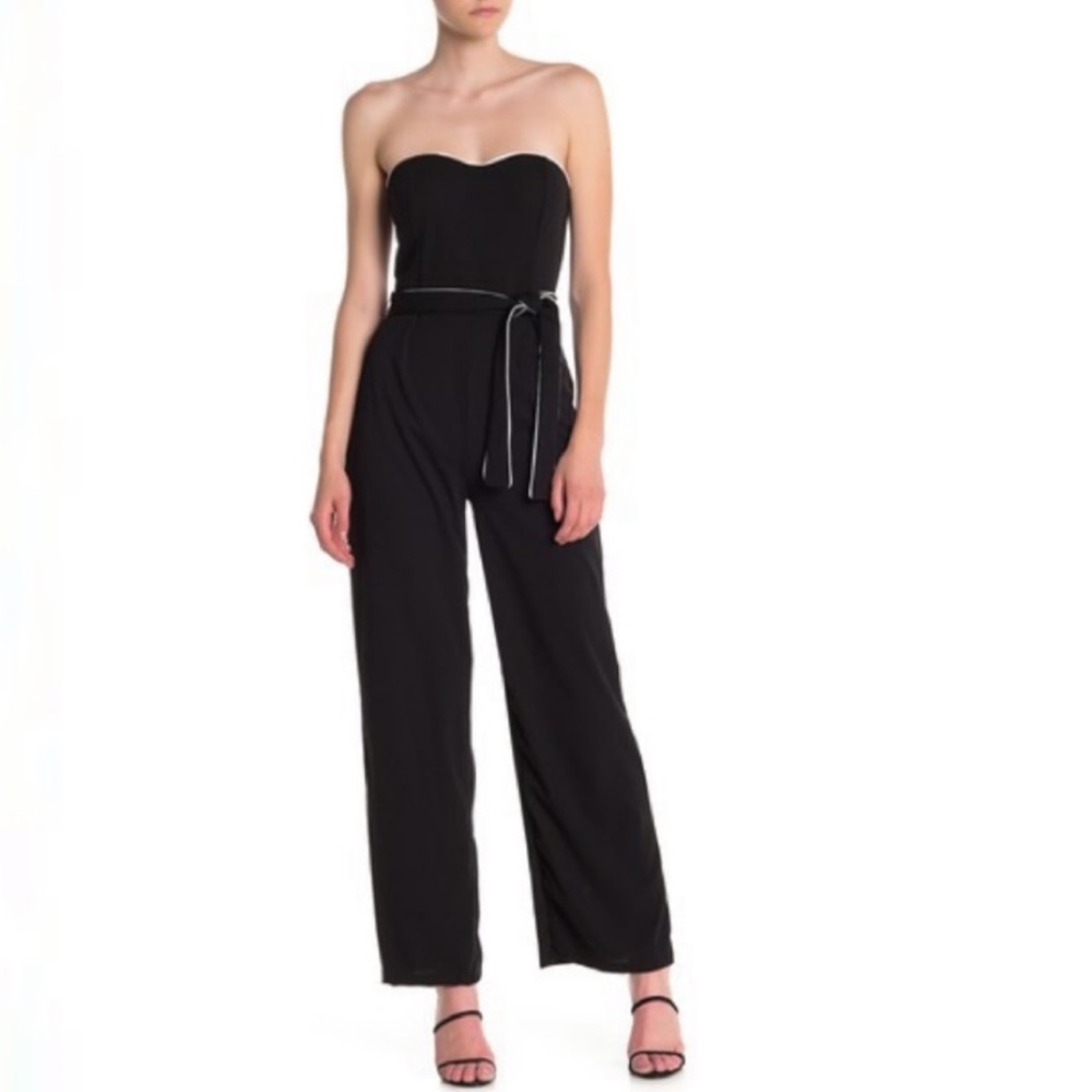 MAX & ASH Nautical Contrast Tube Jumpsuit L Black White Sweetheart Formal